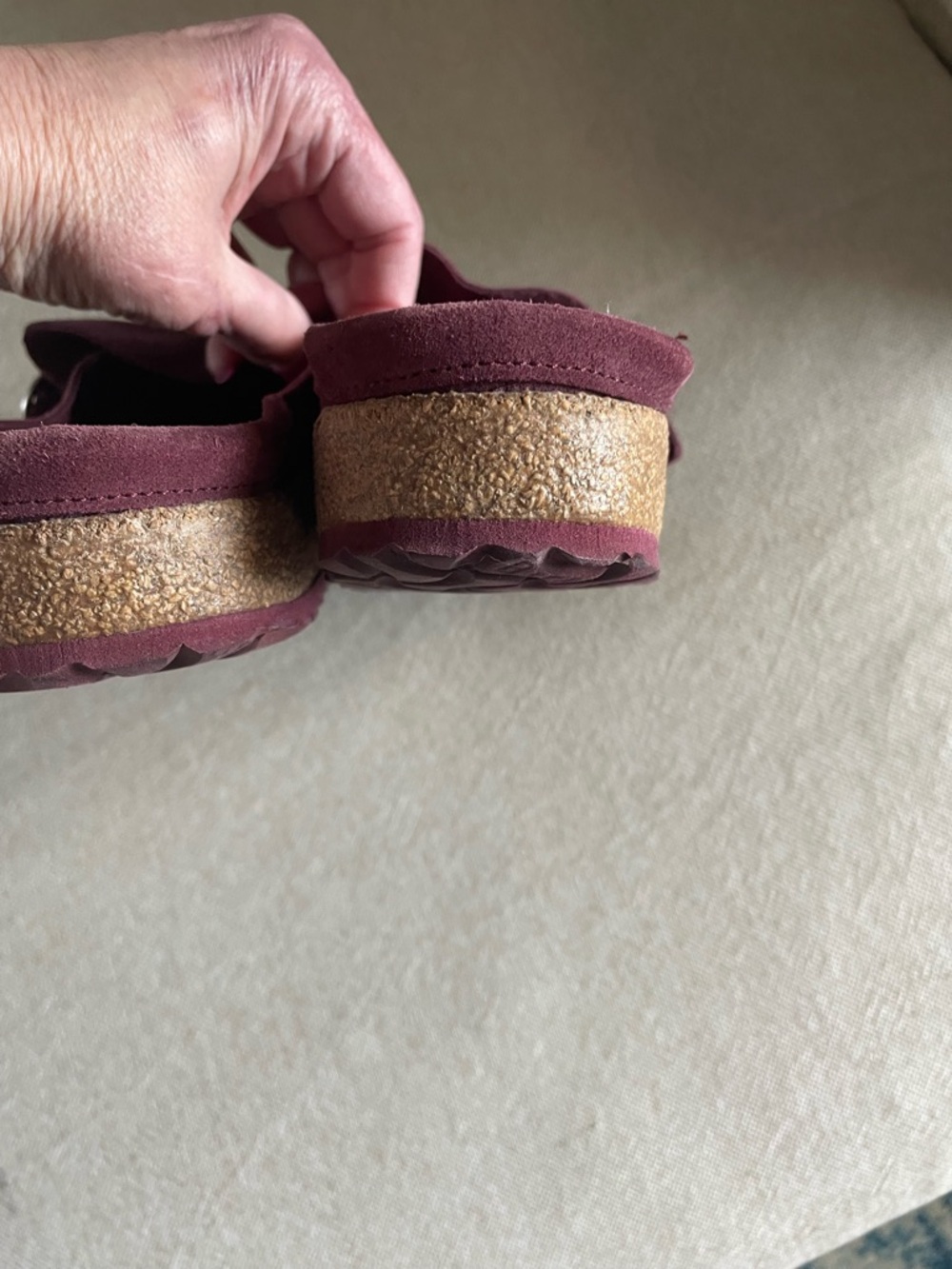 Birkenstock Wine Suede Clogs Sz 38 - Picture 3 of 5